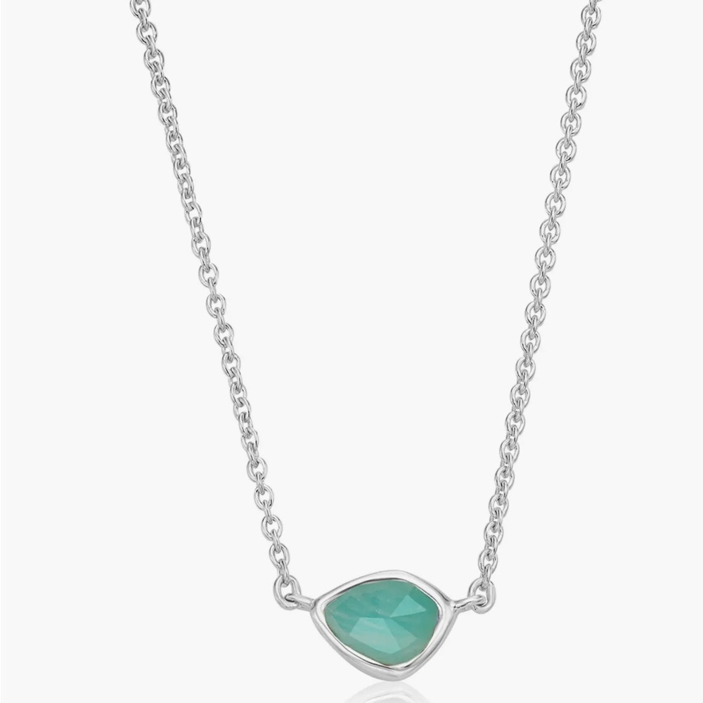 MONICA VINADER Silver Necklace with Teal Gemstone